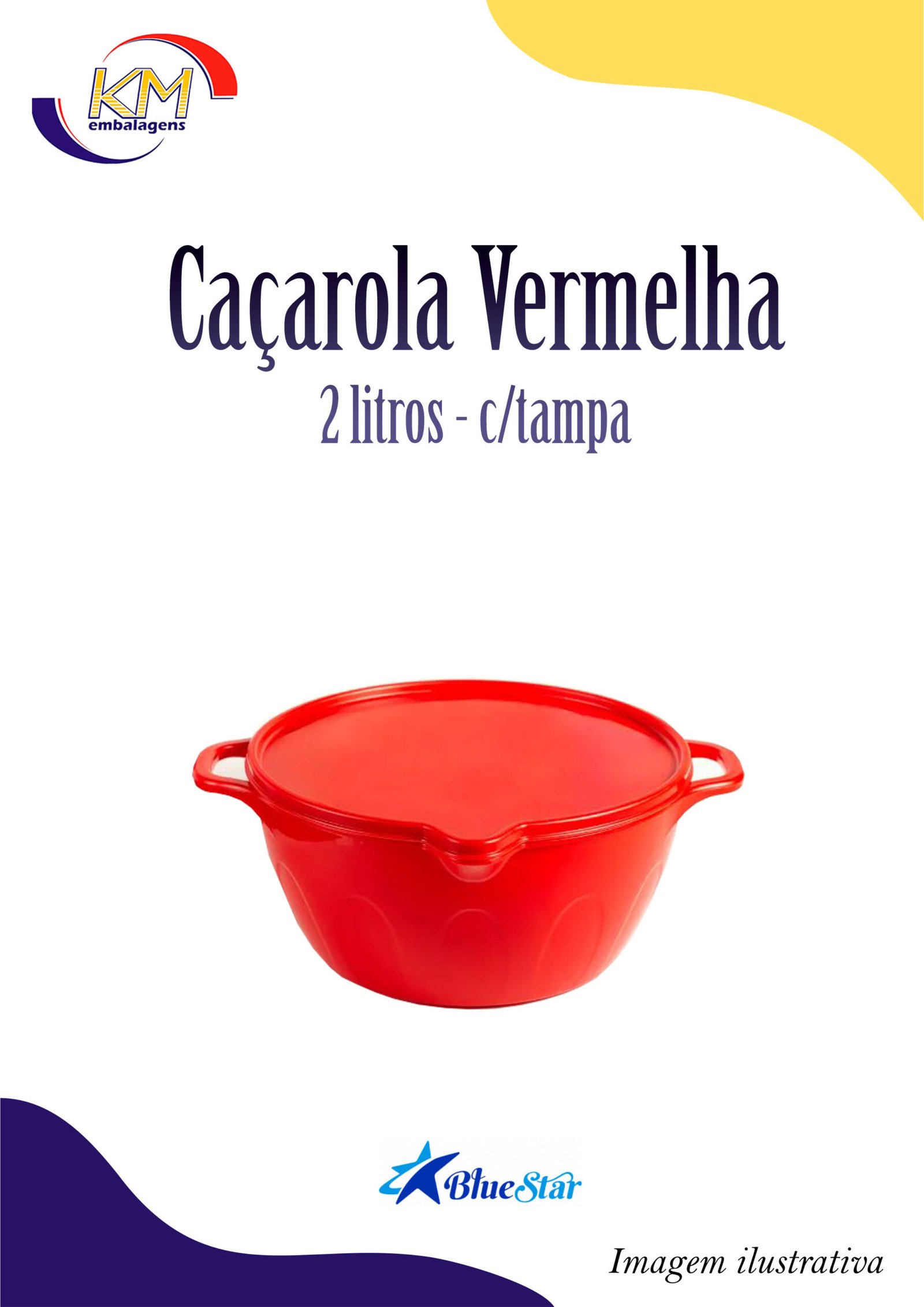 Caçarola vermelha c/tampa 2 litros